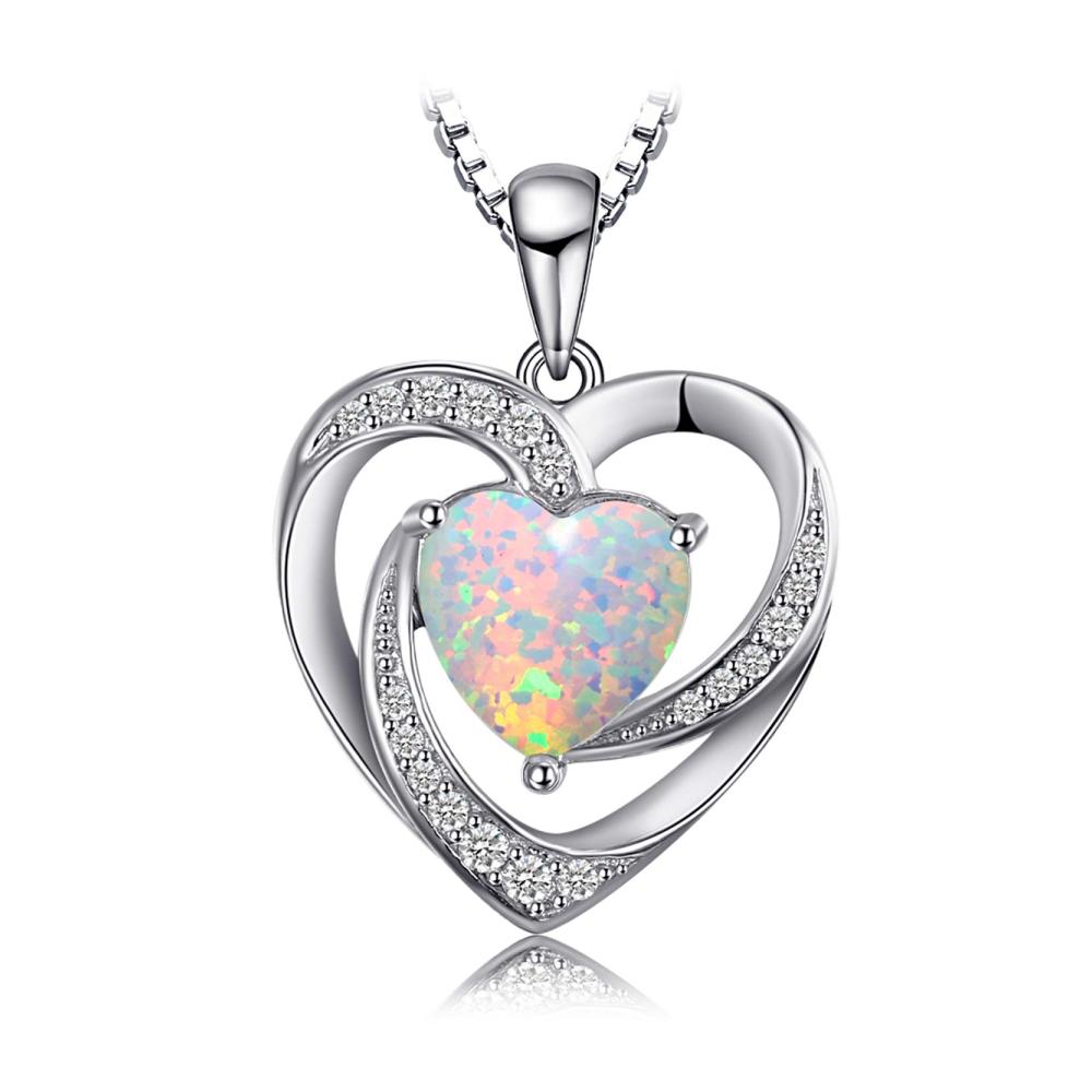 1-herz Liebe Weiß Opal Ketten Sterling Silber