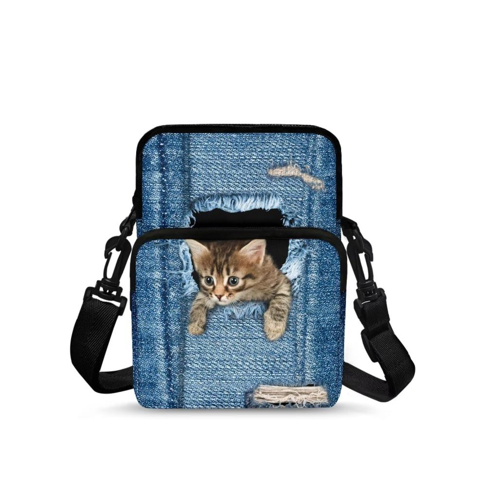 Katzen-denim-print