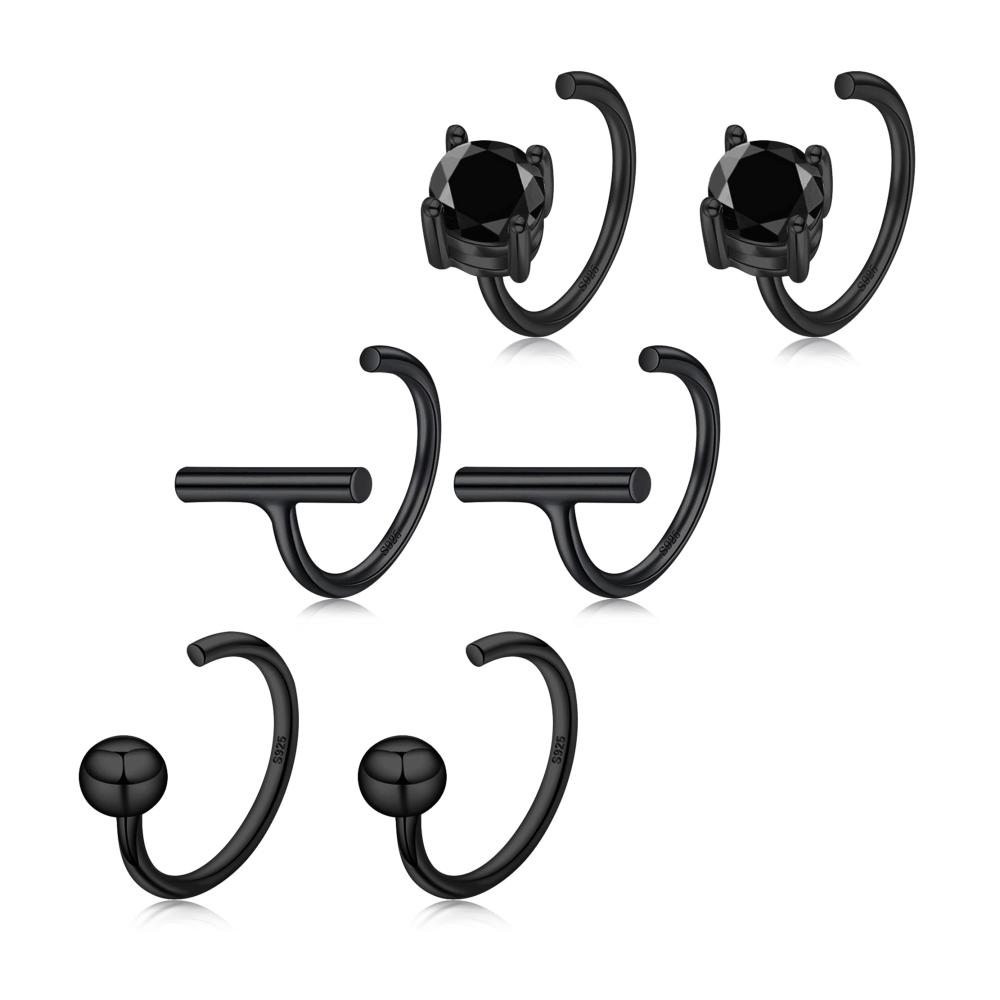 3 Pairs Black/Silver